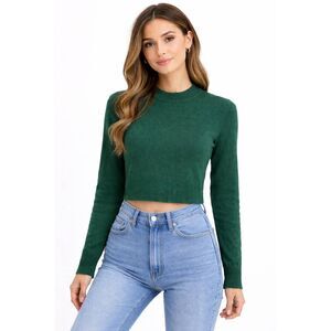 Altar'd State Green Cropped Knit Sweater Size Large